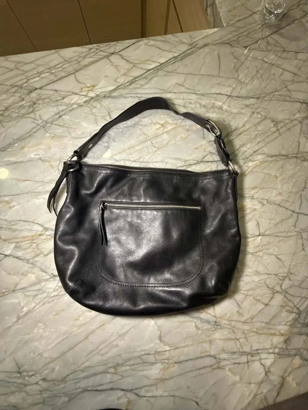 COACH SOHO F13108 Vintage Black Soft Leather Bag Large Hobo Shoulder Handbag